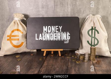 Geschäftsabkürzung AML Anti Money Laundering. Weißer Aufkleber auf Bastelhintergrund mit Platz für Text Stockfoto