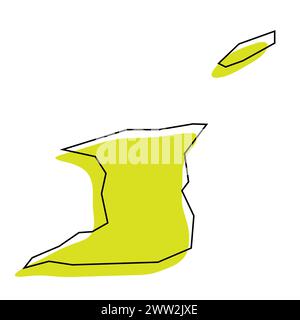 UndefiniertTrinidad und Tobago Country vereinfachte Karte. Grüne Silhouette mit dünner schwarzer Kontur isoliert auf weißem Hintergrund. Einfaches Vektorsymbol Stock Vektor