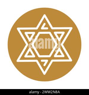 Schwarzes Symbol des Judentums. Religion isoliertes Element. Digitale Illustration für Webseite, mobile App, Werbeaktion. Stock Vektor