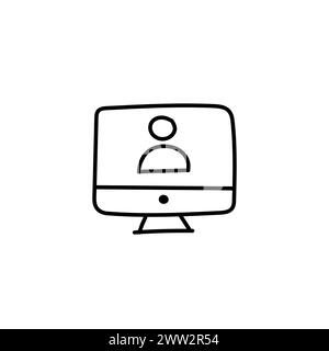 Handgezeichnetes flaches Symbol für Monitor-Bildschirm Stock Vektor