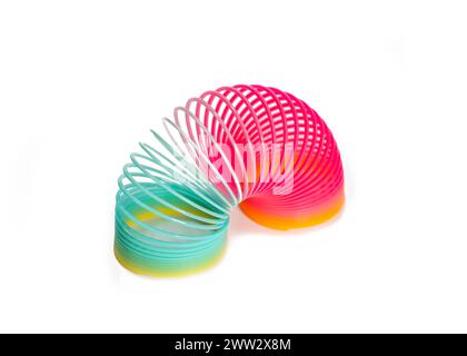 Slinky (Stress Spring Toy), Isoliert Auf Weißem Hintergrund Stockfoto