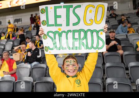 Sydney, Australien. März 2024. Socceroos-Fan beim Qualifikationsspiel zur FIFA-Weltmeisterschaft 2026 zwischen Subway Socceroos Australien und Libanon am 21. März 2024 im CommBank Stadium in Sydney, Australien. Foto von Peter Dovgan. Nur redaktionelle Verwendung, Lizenz für kommerzielle Nutzung erforderlich. Keine Verwendung bei Wetten, Spielen oder Publikationen eines einzelnen Clubs/einer Liga/eines Spielers. Quelle: UK Sports Pics Ltd/Alamy Live News Stockfoto