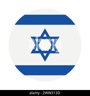 Vektor-israel-Flagge in einem Kreis auf weißem Hintergrund Stock Vektor