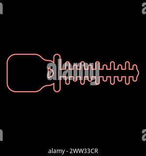 Neon Buschschneider Trimmer für Büsche Mähen Hecke Garten Arbeit Konzept rote Farbe Vektor Illustration Bild flache Art Licht Stock Vektor