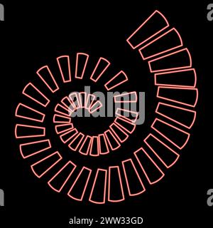 Neon Spiraltreppe runde Treppe rote Farbe Vektor Illustration Bild flache Art Licht Stock Vektor