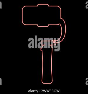 Neon Gimbal mobiler Stabilisator für Smartphone Kamera Handy stationäre Kamera rote Farbe Vektor Illustration Bild flache Art Licht Stock Vektor