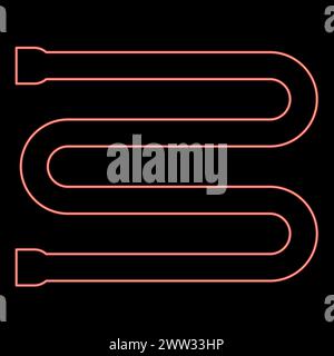 Neon beheizte Handtuchstange Trockner Badezimmer Ausrüstung rote Farbe Vektor Illustration Bild flache Art Licht Stock Vektor