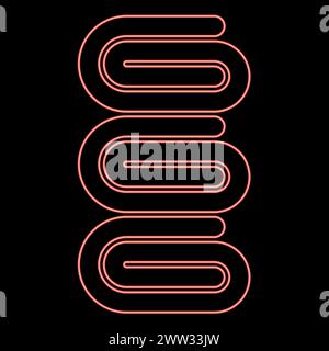 Neon Set Handtücher Stapel gefalteter Badservietten rote Farbe Vektor Illustration Bild flache Art Licht Stock Vektor