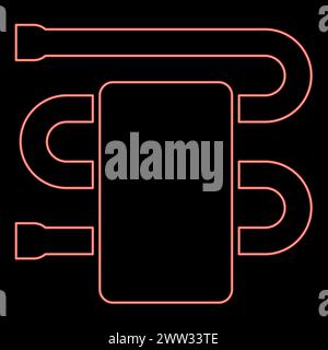 Neon beheizte Handtuchstange mit Handtuchtrockner Badausstattung rote Farbe Vektor Illustration Bild flache Art Licht Stock Vektor