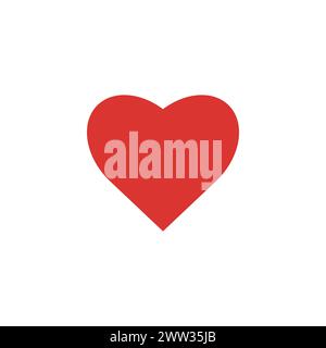 Herz, Symbol der Liebe und Valentinstag. Flaches rotes Symbol auf weißem Hintergrund isoliert. Vektorgrafik. Stock Vektor