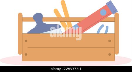 Toolbox Farbsymbol. Holzbehälter mit Reparaturwerkzeugen. Service-Toolkit isoliert auf weißem Hintergrund Stock Vektor