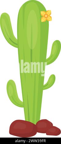 Kaktussymbol. Wüstenpflanze. Wachsender Cartoon Sukkulent isoliert auf weißem Hintergrund Stock Vektor