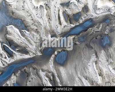 Schlammtopf, Fjallabak Nature Reserve, Drohnenaufnahme, Sudurland, Island Stockfoto