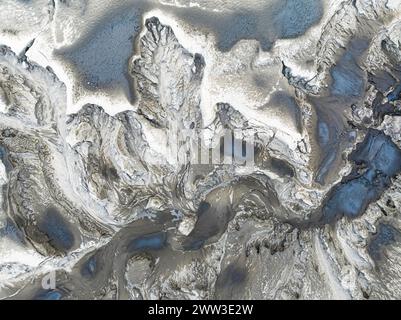 Schlammtopf, Fjallabak Nature Reserve, Drohnenaufnahme, Sudurland, Island Stockfoto