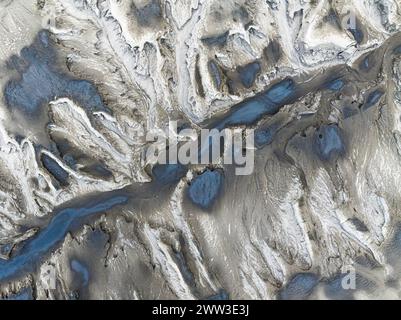 Schlammtopf, Fjallabak Nature Reserve, Drohnenaufnahme, Sudurland, Island Stockfoto