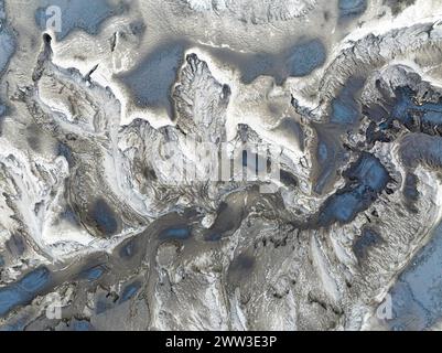 Schlammtopf, Fjallabak Nature Reserve, Drohnenaufnahme, Sudurland, Island Stockfoto