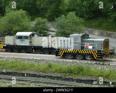 Rangierlokomotiven Eisenbahnlokomotiven in Tunstead arbeitet Kalksteinbruch in der Nähe von Buxton in Derbyshire England Großbritannien, Diesellokomotiven Güterverkehr Stockfoto