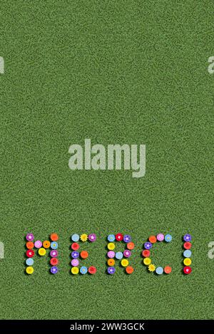 Merci danke danke Sie in Sprache geschrieben mit Blumen französischer Stockfoto