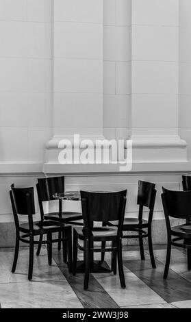 Schwarzweißfoto, Innenausstattung, Bode Museum, Berlin, Deutschland Stockfoto