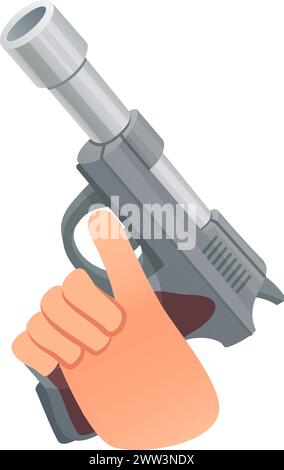 Hand mit Pistole. Kriminelle oder Wächter halten die Pistole isoliert auf weißem Hintergrund Stock Vektor