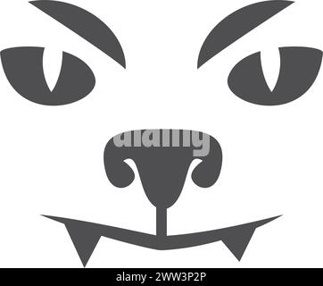 Der böse Wolf Gesichtsschablone. Haloween Horror Vorlage isoliert auf weißem Hintergrund Stock Vektor