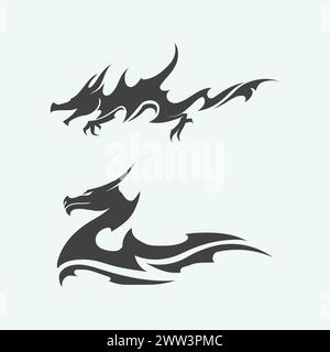 Drachen- und Schlangenvektorsymbol Illustration Design Logo Vorlage Stock Vektor
