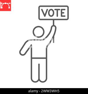 Wahlkampflinie Symbol, Wahl und Politiker, Wahlkampfvektor Symbol, Vektorgrafiken, bearbeitbares Konturzeichen, eps 10. Stock Vektor
