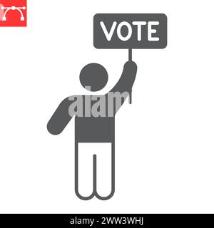 Wahlkampfglyphe Symbol, Wahl und Politiker, Wahlkampfvektor-Symbol, Vektorgrafiken, bearbeitbarer Strich, EPS 10. Stock Vektor