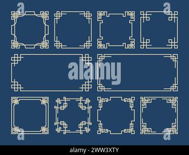 Chinesische Banner und Rahmen, traditionelle asiatische Designelemente, chinesische Ornamente, Vektor Stock Vektor
