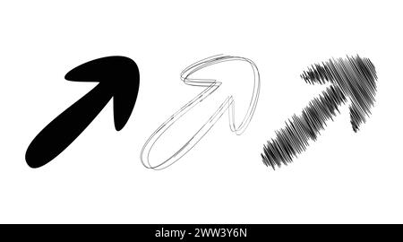 Pfeilsatz. Pfeil mit Schattierung. Pfeil in verschiedenen Stilen. Pfeile mit abgerundeten Ecken Stock Vektor