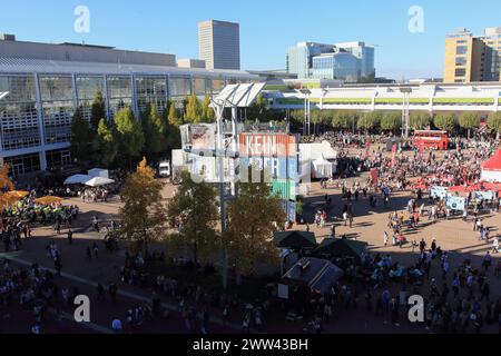 Frankfurt am 14. Oktober 2017: Überblick über den Außenbereich der Frankfurter Buchmesse Stockfoto