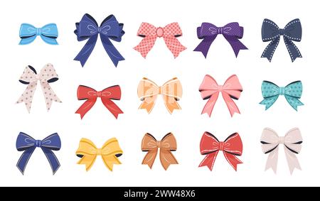 Festliche bowknot-Kollektion. Isolierte Vektordarstellungen. Stock Vektor
