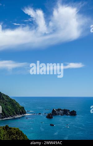 Blick vom Knights Point Lookout nach Arnott Point, Westküste, Südinsel, Neuseeland Stockfoto