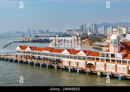 Swettenham Pier Cruise Terminal, Georgetown, Penang Island, Malaysia. Blick vom Andockschiff Stockfoto