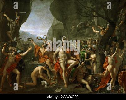 Louvre – David, Jacques-Louis (1748 Paris - 1825 Brüssel) – Leonidas bei der Schlacht von Thermopylen 1814, 395х531 Stockfoto