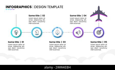 Infografik-Vorlage mit Symbolen und 5 Optionen oder Schritten. Ebene. Kann für Workflow-Layout, Diagramm, Banner und Webdesign verwendet werden. Vektorabbildung Stock Vektor