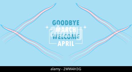 Sie können „Goodbye March Welcome April“ Banner und Vorlagen auf Ihr Smartphone, Tablet oder Ihren Computer herunterladen Stock Vektor