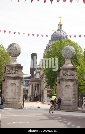 Eintritt zum Royal Naval College, Greenwich, South London, UK Stockfoto