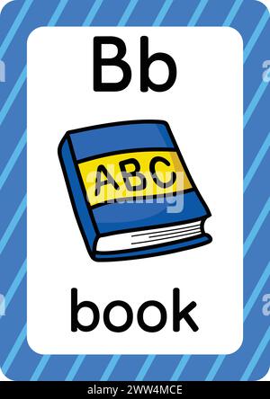 ABC-Karteikarten. Brief, Wort und Bild. Lehrkarten für Kinder. Alphabet Wort und Bild. Alphabetseiten für Kinder. Stock Vektor
