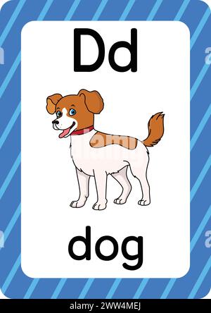 ABC-Karteikarten. Brief, Wort und Bild. Lehrkarten für Kinder. Alphabet Wort und Bild. Alphabetseiten für Kinder. Stock Vektor