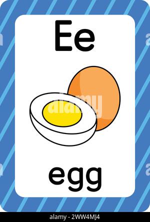 ABC-Karteikarten. Brief, Wort und Bild. Lehrkarten für Kinder. Alphabet Wort und Bild. Alphabetseiten für Kinder. Stock Vektor