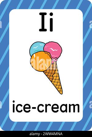 ABC-Karteikarten. Brief, Wort und Bild. Lehrkarten für Kinder. Alphabet Wort und Bild. Alphabetseiten für Kinder. Stock Vektor