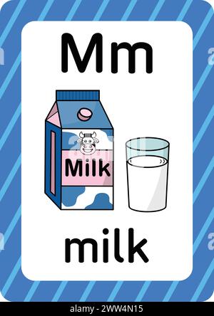 ABC-Karteikarten. Brief, Wort und Bild. Lehrkarten für Kinder. Alphabet Wort und Bild. Alphabetseiten für Kinder. Stock Vektor