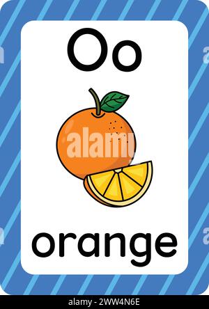 ABC-Karteikarten. Brief, Wort und Bild. Lehrkarten für Kinder. Alphabet Wort und Bild. Alphabetseiten für Kinder. Stock Vektor