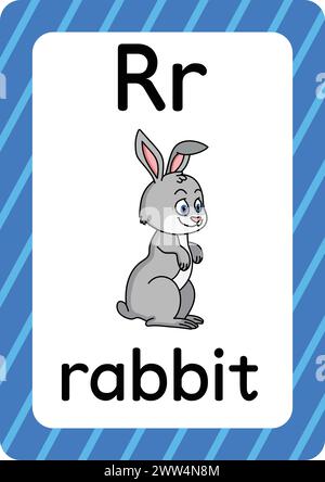 ABC-Karteikarten. Brief, Wort und Bild. Lehrkarten für Kinder. Alphabet Wort und Bild. Alphabetseiten für Kinder. Stock Vektor