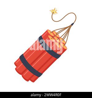 Dynamit-Sticks. Rot klebt mit brennenden Sicherungen. Trinitrotoluol-Symbol für Sprengkörper. Vektorabbildung Stock Vektor