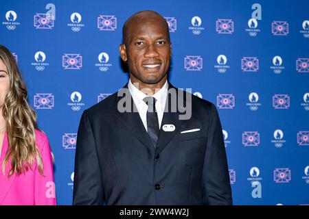 Paris, Frankreich. März 2024. Didier Drogba während der Endauslosung des Fußballturniers bei den Olympischen Spielen am 20. März 2024 im Pariser Hauptquartier 2024. Quelle: Victor Joly/Alamy Live News Stockfoto