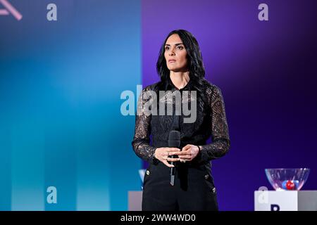Paris, Frankreich. März 2024. Louisa Necib Cadamuro während der Endauslosung des Fußballturniers der Olympischen Spiele am 20. März 2024 in Paris, Frankreich, 2024 HQ. Quelle: Victor Joly/Alamy Live News Stockfoto