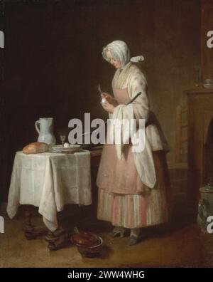 The Attentive Nurse (1747), Öl auf Leinwand, 46,2 x 37 cm., National Gallery of Art Jean Siméon Chardin Stockfoto