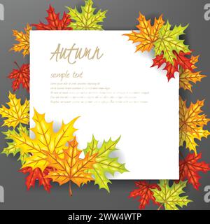 Herbst blättert Hintergrund mit Papier, Vektor-Illustration Stock Vektor